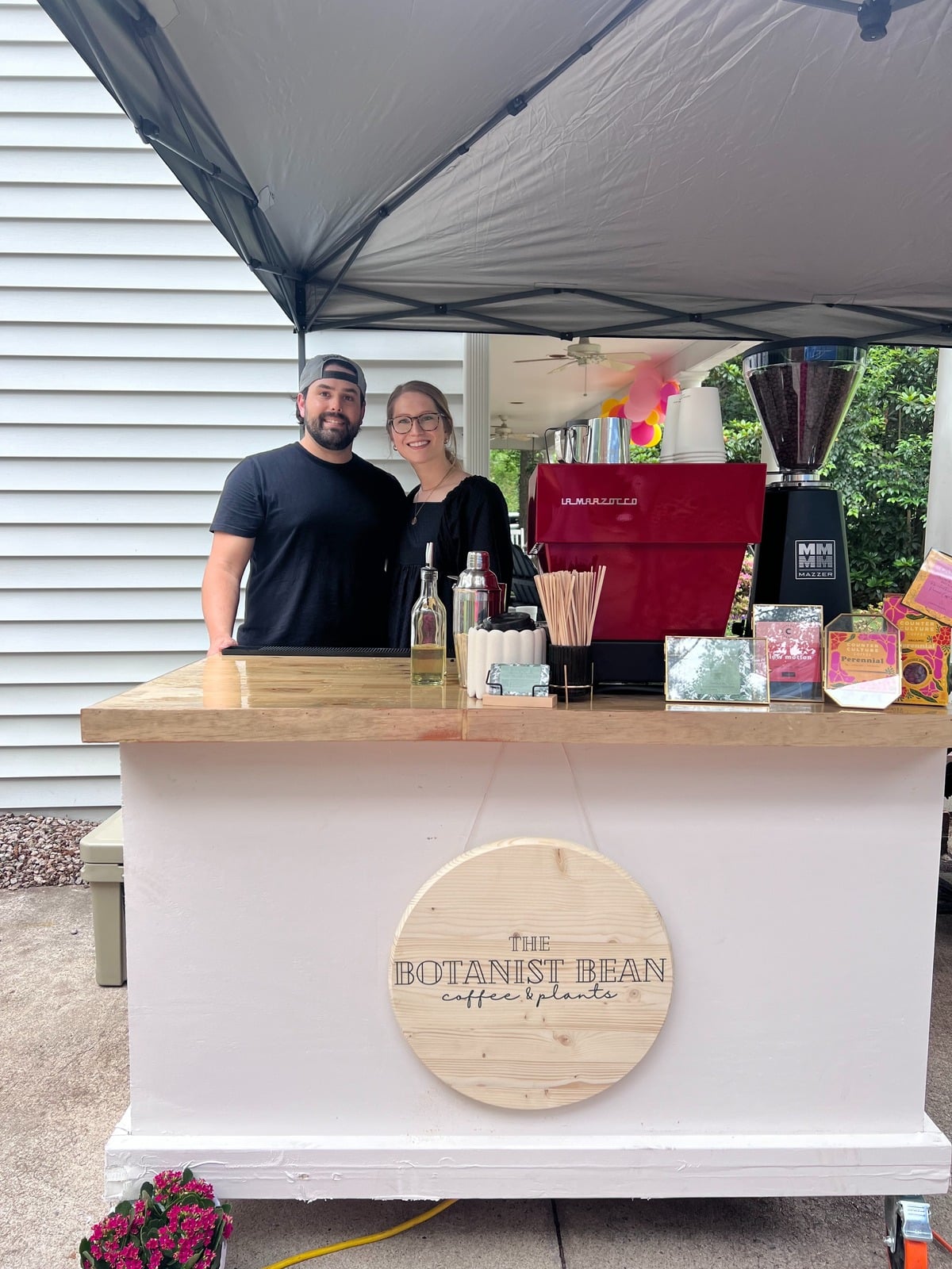 Botanist Bean mobile coffee cart and team in Cary, NC